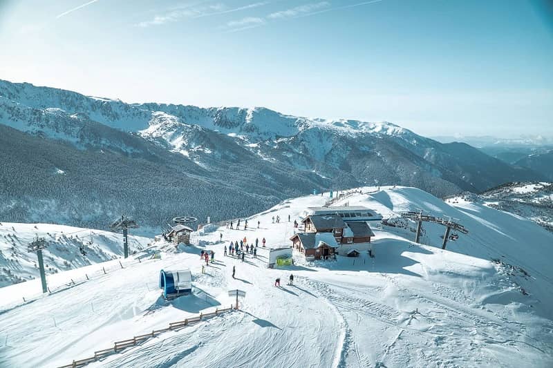 The Canillo ski station with the mountains and slopes in the background.