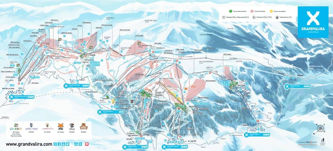 Mapa de la Estación de Esquí de Grandvalira, Andorra