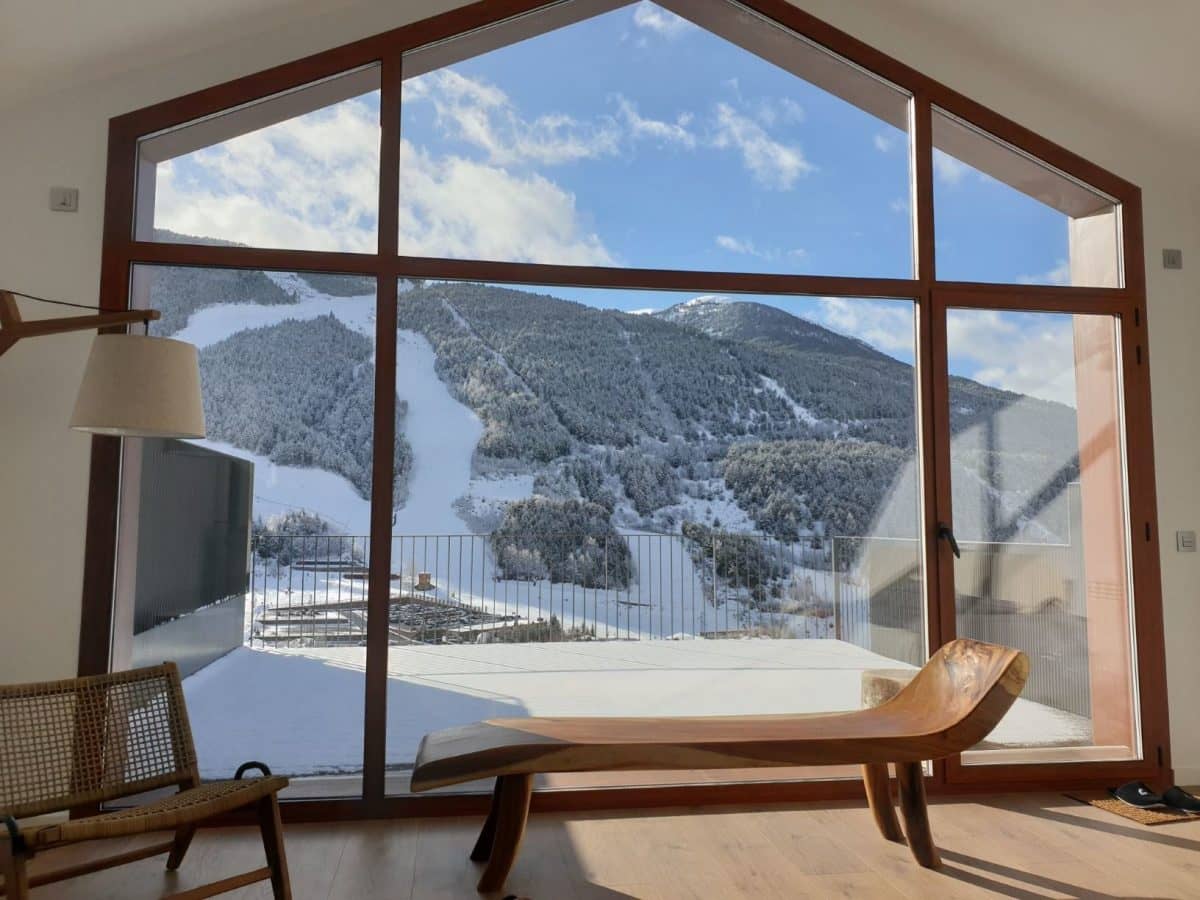 Views of our Kabano Rentals chalet over looking the Track of the Àliga Slope