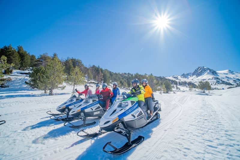 Snowmobile excursions in andorra with beautiful landscape