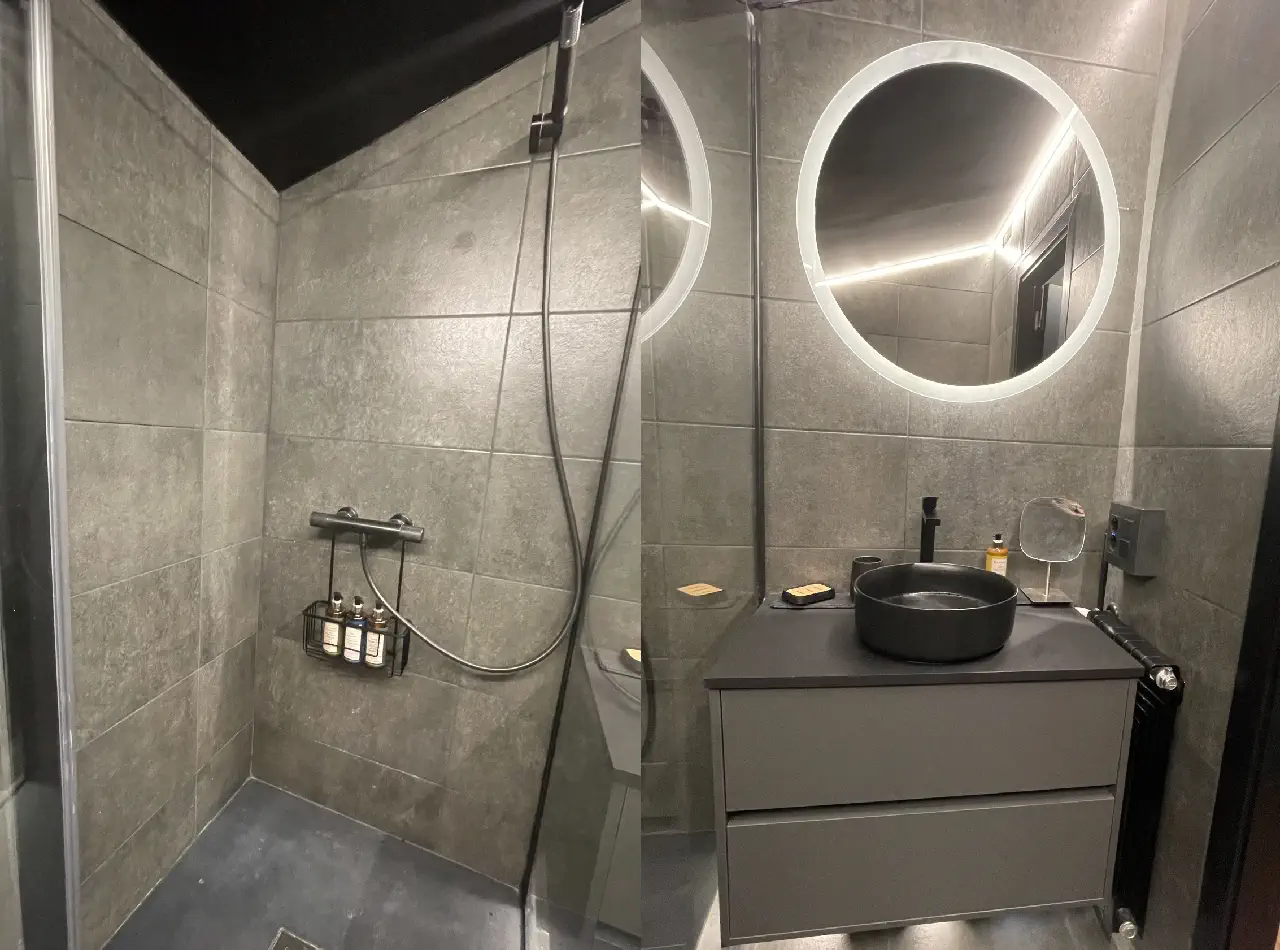 Vacation Rental Apartment, El Tarter by Kokono - dark bathroom
